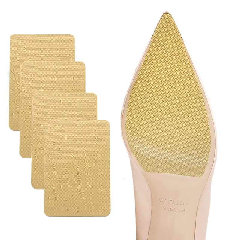 Ashoesert Sole Protector for High Heels, Yellow Shoe Grips on Bottom of Shoes,Shoe Bottom Protectors Anti Slip Shoe Grips Self Adhesive Silicone Non Slip Shoe Pads - 2 Pairs (6.0""  4.0"" - Image 1